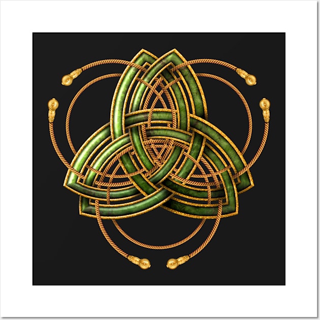 Celtic Triquetra - Green and Gold Rings Wall Art by NaumaddicArts